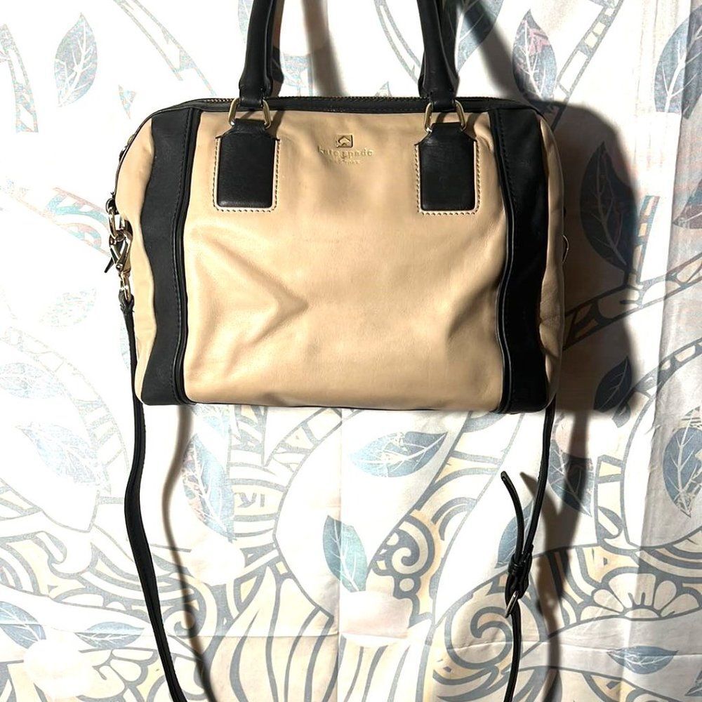 Kate Spade Tan and Black Leather Satchel